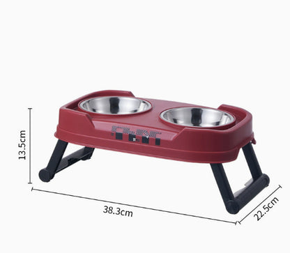 Foldable Stainless Steel Dual Bowl for Dogs and Cats