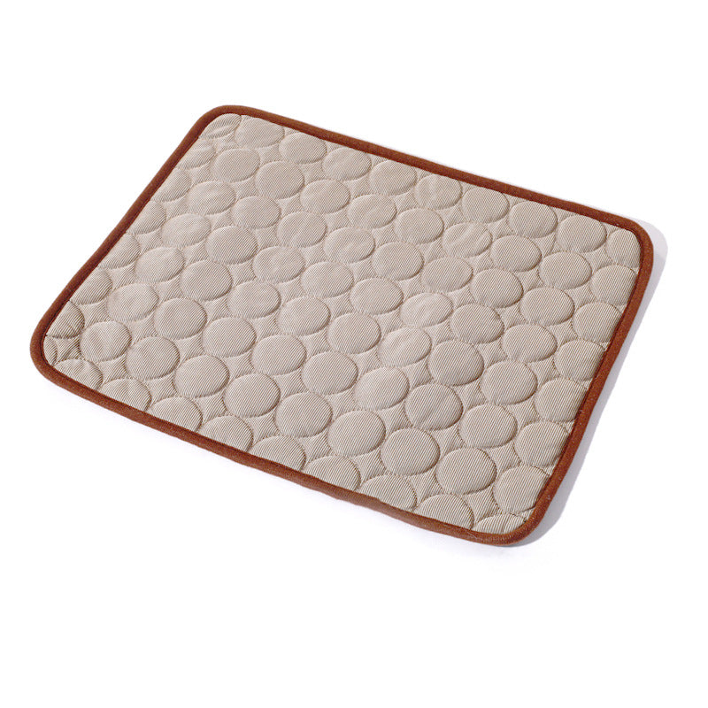 Dog cooling mat designed for pet comfort during summer heat, featuring breathable materials and a textured surface.